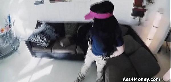 Pizza delivery girl fucks for cash on video